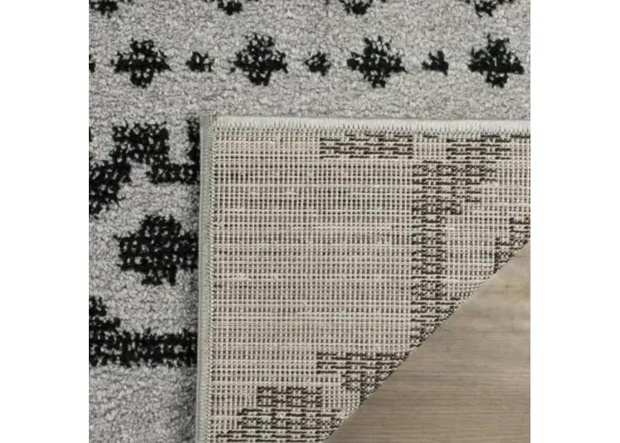 Adirondack Contemporary Silver / Black 2'-6" X 8' Powerloomed Rug