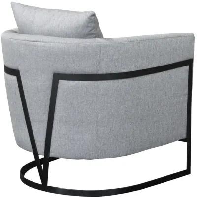 Swan Contemporary Accent Chair with Black Iron Finish Gray Fabric