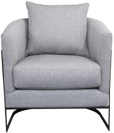 Swan Contemporary Accent Chair with Black Iron Finish Gray Fabric