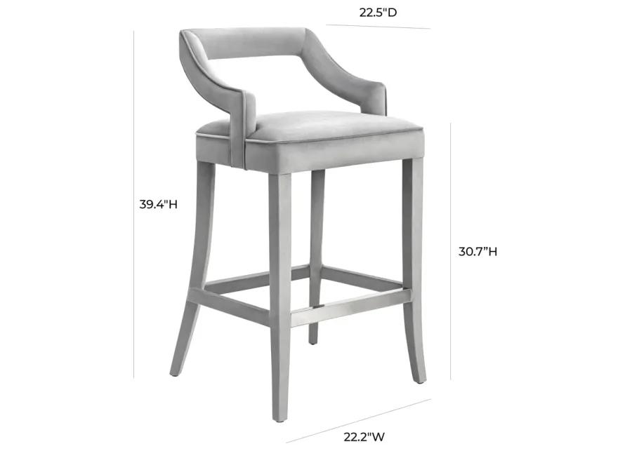 Tiffany Grey Velvet Bar Stool