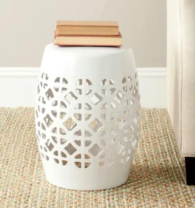 White Circle Lattice Garden Stool