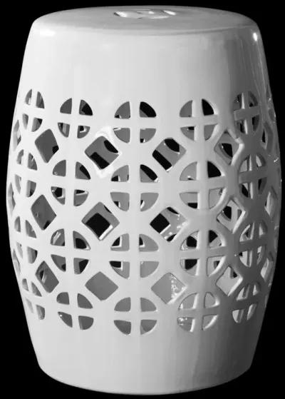 White Circle Lattice Garden Stool