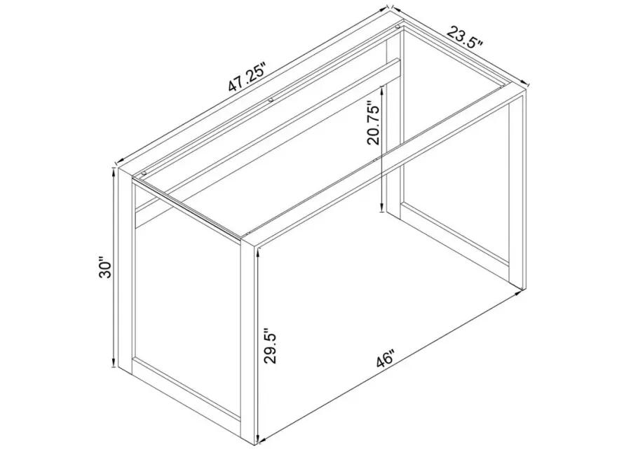 Hartford Glass Top Writing Desk Chrome