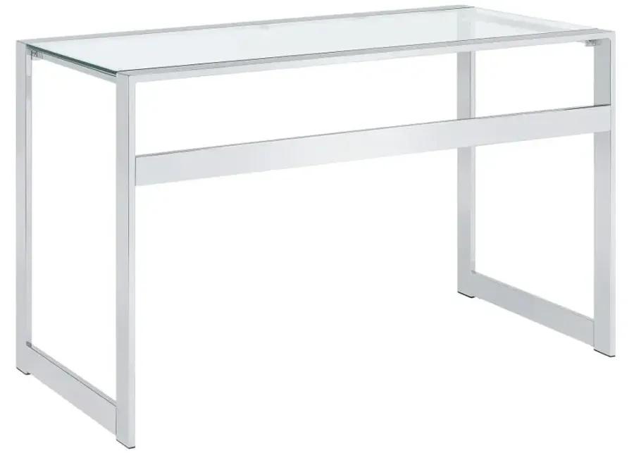 Hartford Glass Top Writing Desk Chrome