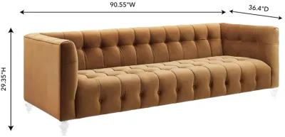 Bea Cognac Velvet Sofa