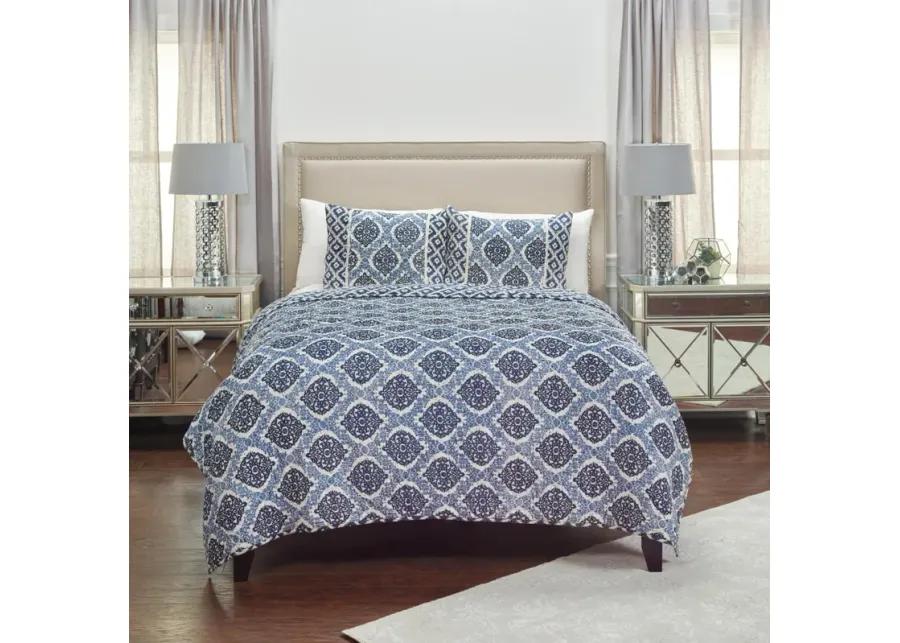 Gemma Queen Medallion Navy Quilt