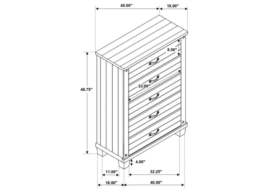 Lilith 5-drawer Chest Distressed Grey and White