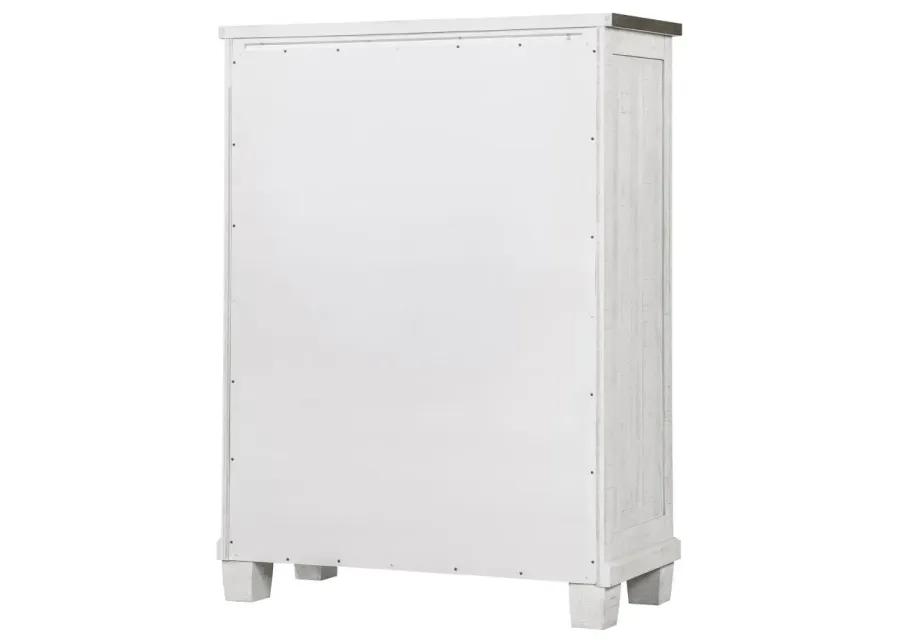 Lilith 5-drawer Chest Distressed Grey and White