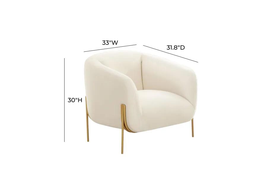 Kandra Cream Velvet Accent Chair