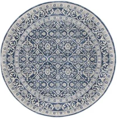 Brentwood 870 Navy / Light Grey 5' X 5' Round Round Powerloomed Rug