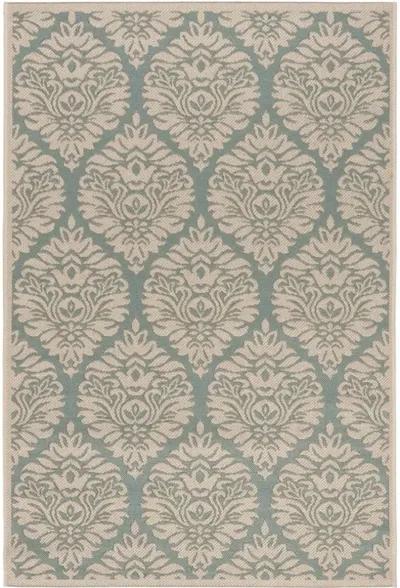 Safavieh BEACH HOUSE Collection BHS135K-5 Aqua / Cream 5'-3" X 7'-6"