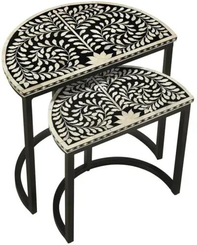 Zakiya 2-piece Demilune Nesting Table Black and White