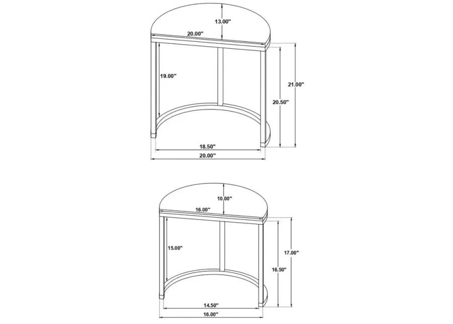 Zakiya 2-piece Demilune Nesting Table Black and White