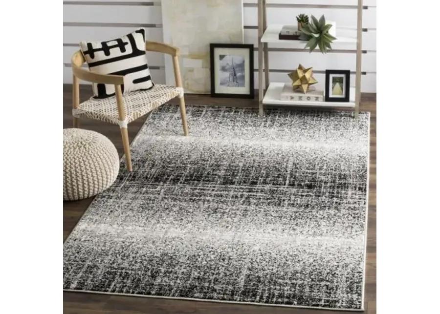 Adirondack Contemporary Silver / Black 2'-6" X 18' Powerloomed Rug