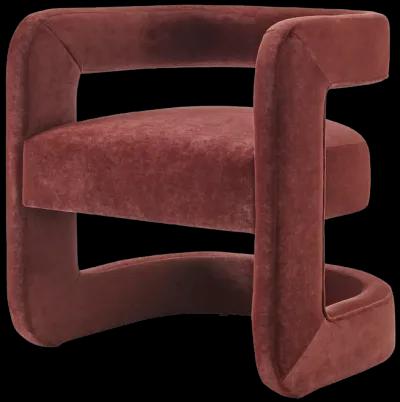 Althea Velvet Accent Arm Chair, Dainty Maroon 