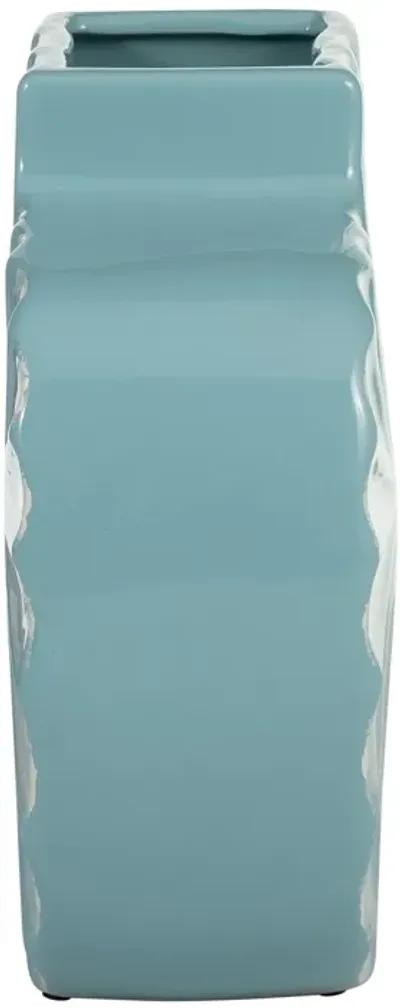 Cer, 8"h Textured Vase, Aqua