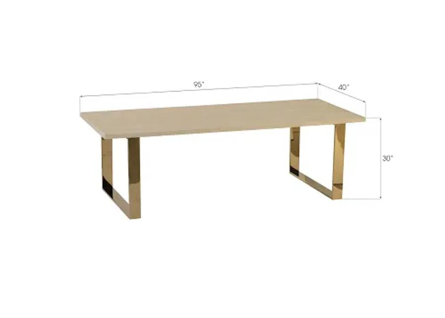 atlantic dining table, plated brass legs, bone, antler