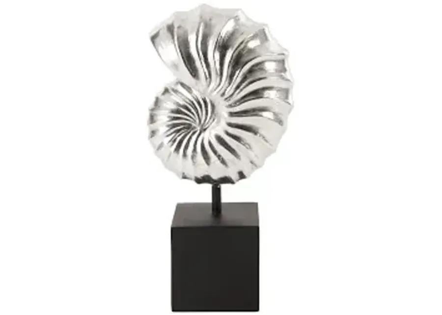 nautilus shell on base, silver leaf