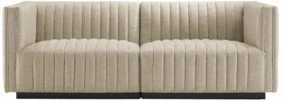 Conjure Channel Tufted Upholstered Fabric Loveseat