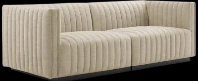 Conjure Channel Tufted Upholstered Fabric Loveseat