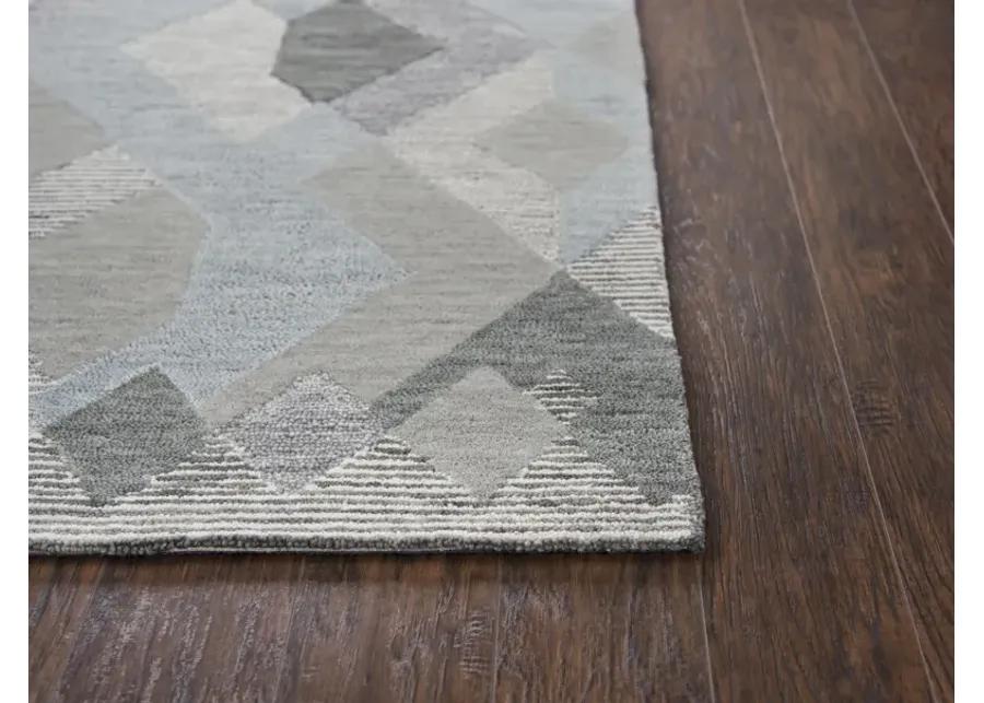 Idyllic Dark Gray Geometric Wool 9'x12' Rectangle Rug