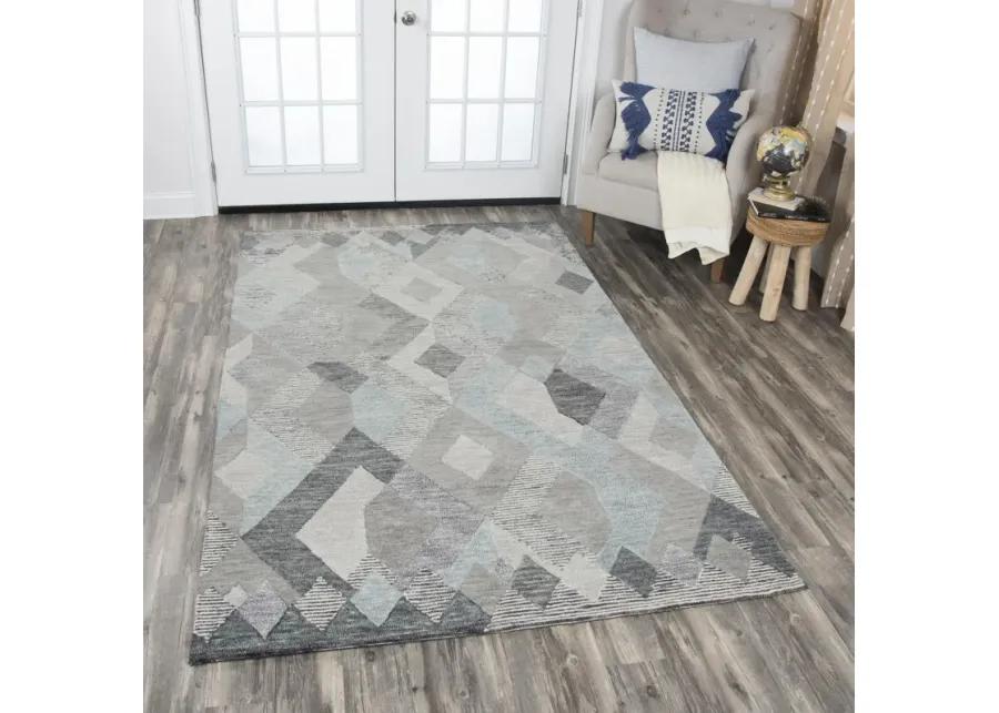 Idyllic Dark Gray Geometric Wool 9'x12' Rectangle Rug