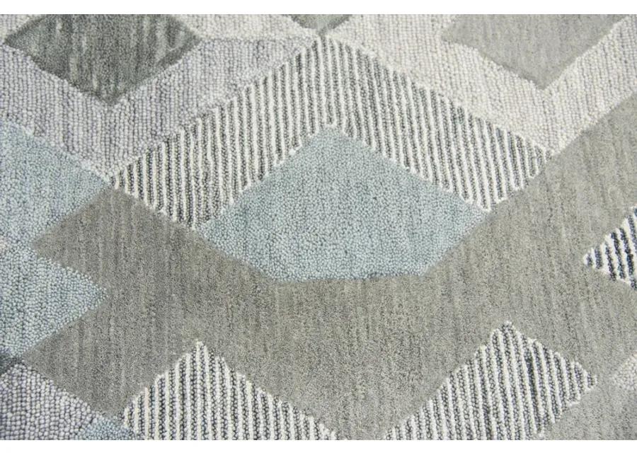 Idyllic Dark Gray Geometric Wool 9'x12' Rectangle Rug