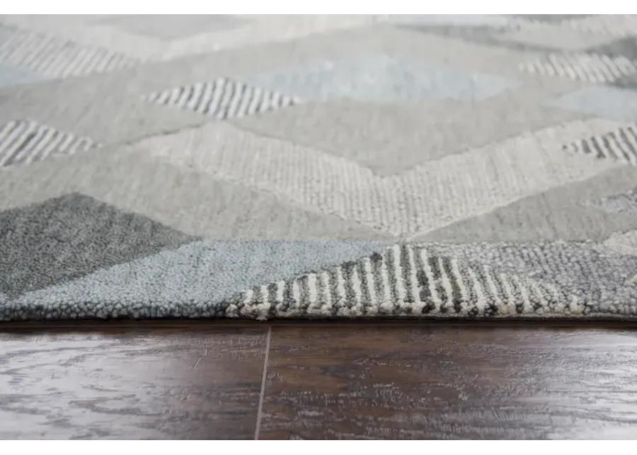 Idyllic Dark Gray Geometric Wool 9'x12' Rectangle Rug