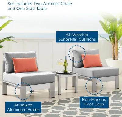 Shore Sunbrella® Fabric Outdoor Patio Aluminum 3 Piece Set