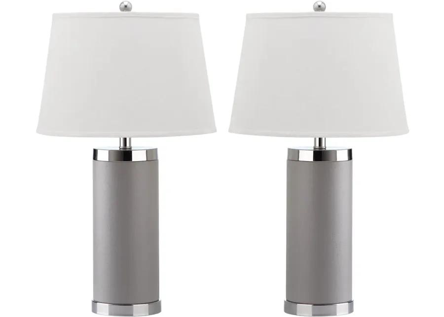 Leather Column Table Lamps - Set of 2