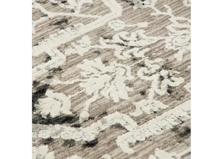 Calabria Natural Medallion Polyester 5'3" x 7'6" Rectangle Rug