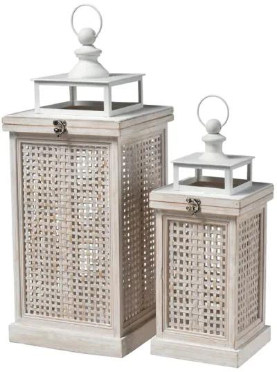 Paley Lantern - Set of 2 Weathered White