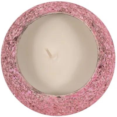 Glass, 4" 11 Oz Crackled Scented Candle, Pink