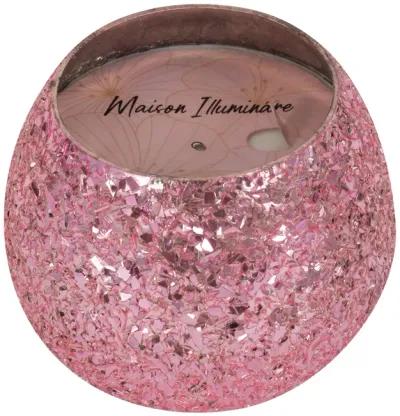 Glass, 4" 11 Oz Crackled Scented Candle, Pink