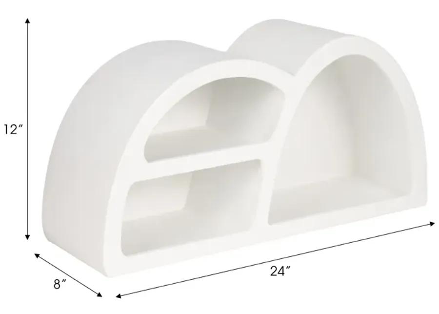 24" Long Curved 3-shelf Wall Storage, White