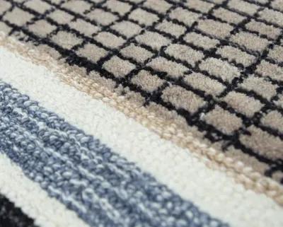 Katana Brown/Gray Stripe Wool 2'6" x 8' Runner Rug