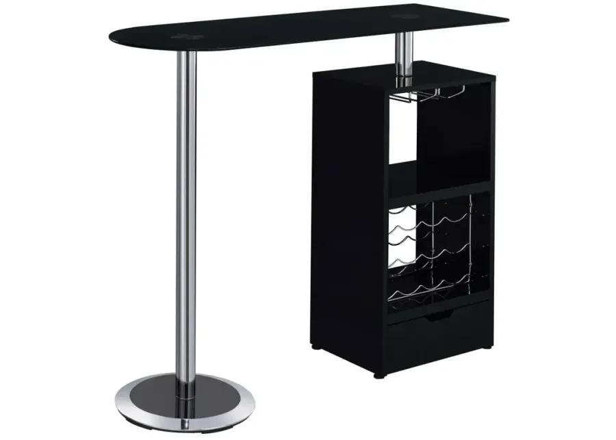 Koufax 1-drawer Bar Table Glossy Black