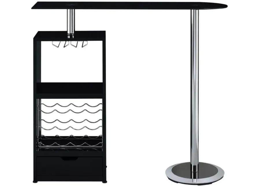 Koufax 1-drawer Bar Table Glossy Black