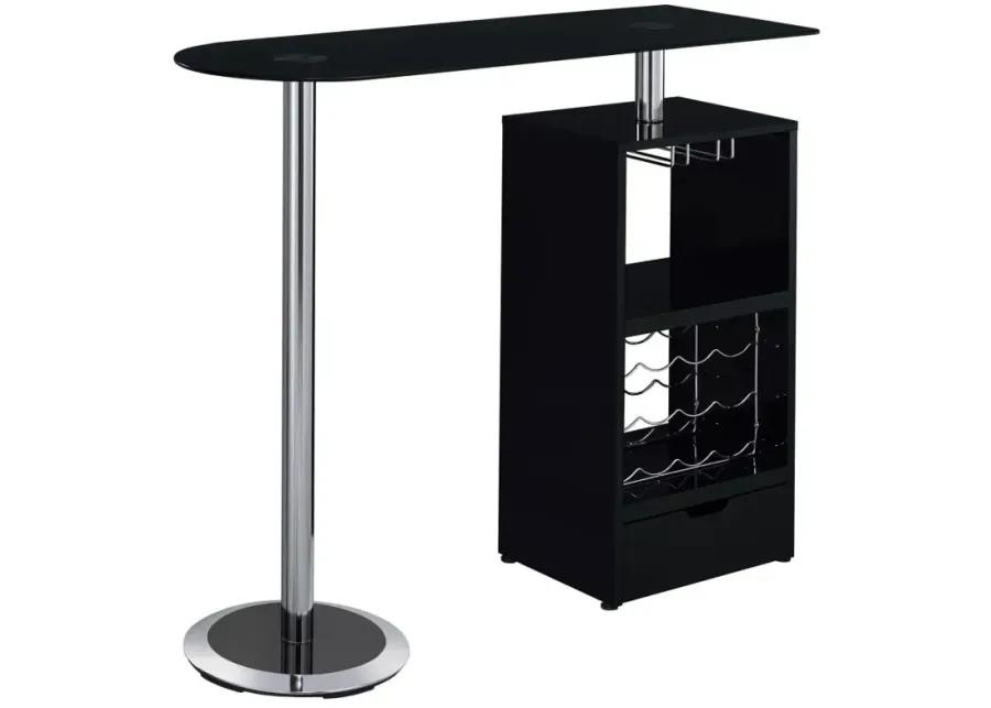 Koufax 1-drawer Bar Table Glossy Black