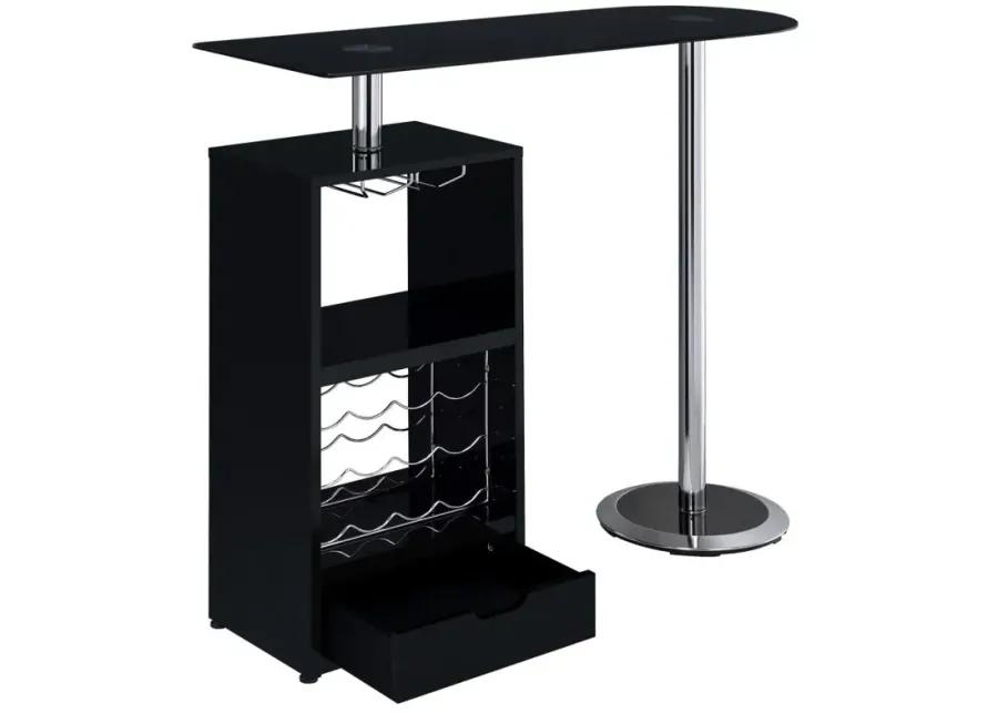 Koufax 1-drawer Bar Table Glossy Black