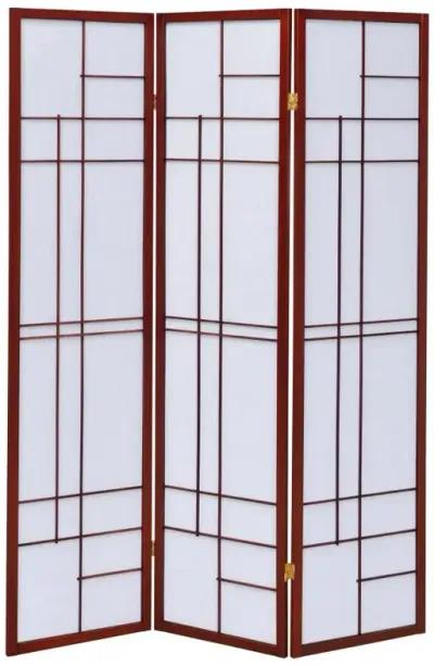 Katerina 3-panel Folding Floor Screen White and Cherry