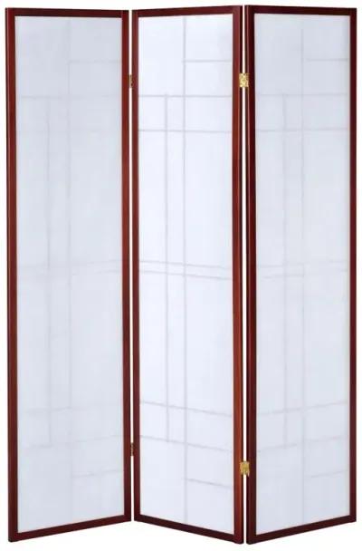 Katerina 3-panel Folding Floor Screen White and Cherry