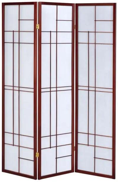 Katerina 3-panel Folding Floor Screen White and Cherry