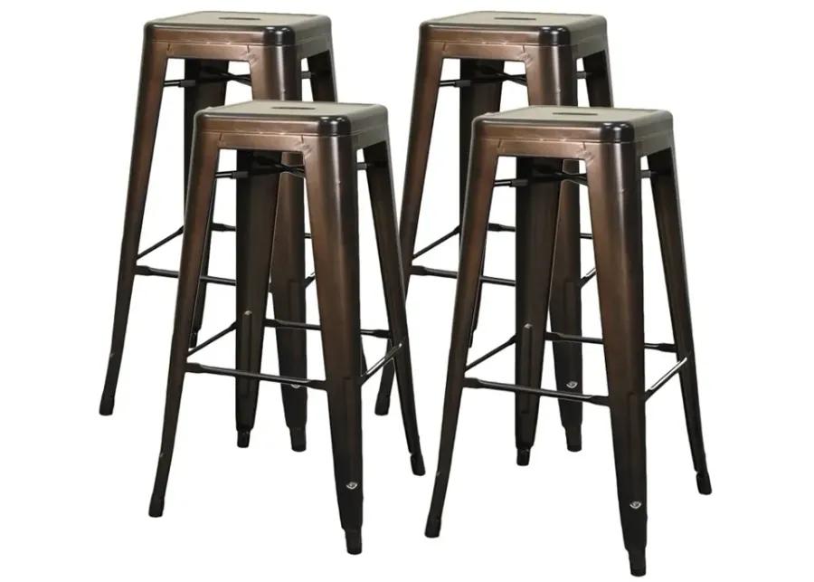 Metropolis Metal Backless Bar Stool, Gunmetal (Set of 4)