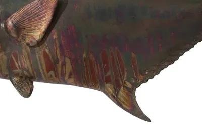 permit fish wall sculpture, resin, copper patina finish