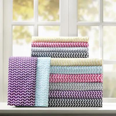 Intelligent Design Chevron Grey Printed Microfiber Sheet Set