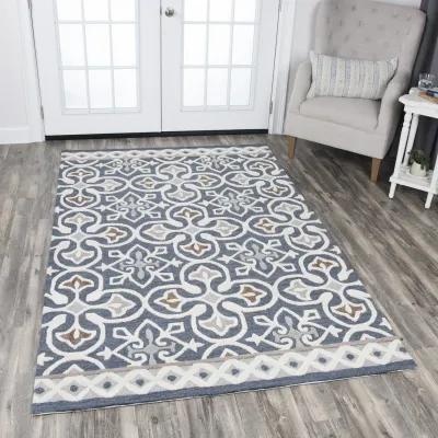 Opulent Gray/Natural Medallion Wool 5' x 8' Rectangle Rug