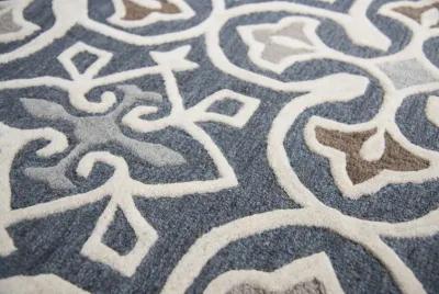 Opulent Gray/Natural Medallion Wool 5' x 8' Rectangle Rug