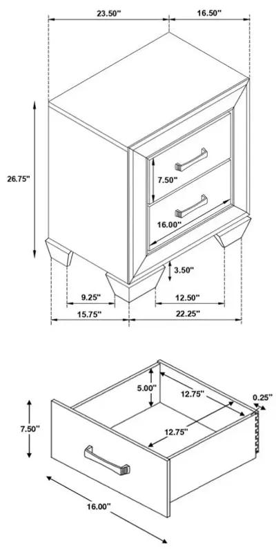 Kauffman 2-drawer Nightstand Dark Cocoa