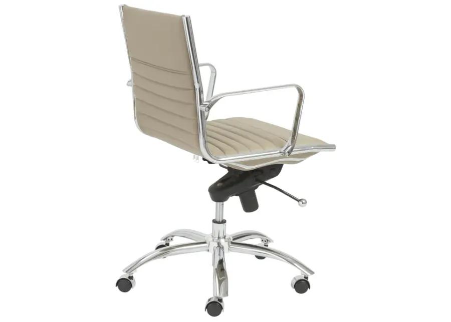 Dirk Low Back Office Chair in Taupe with Chromed Steel Base